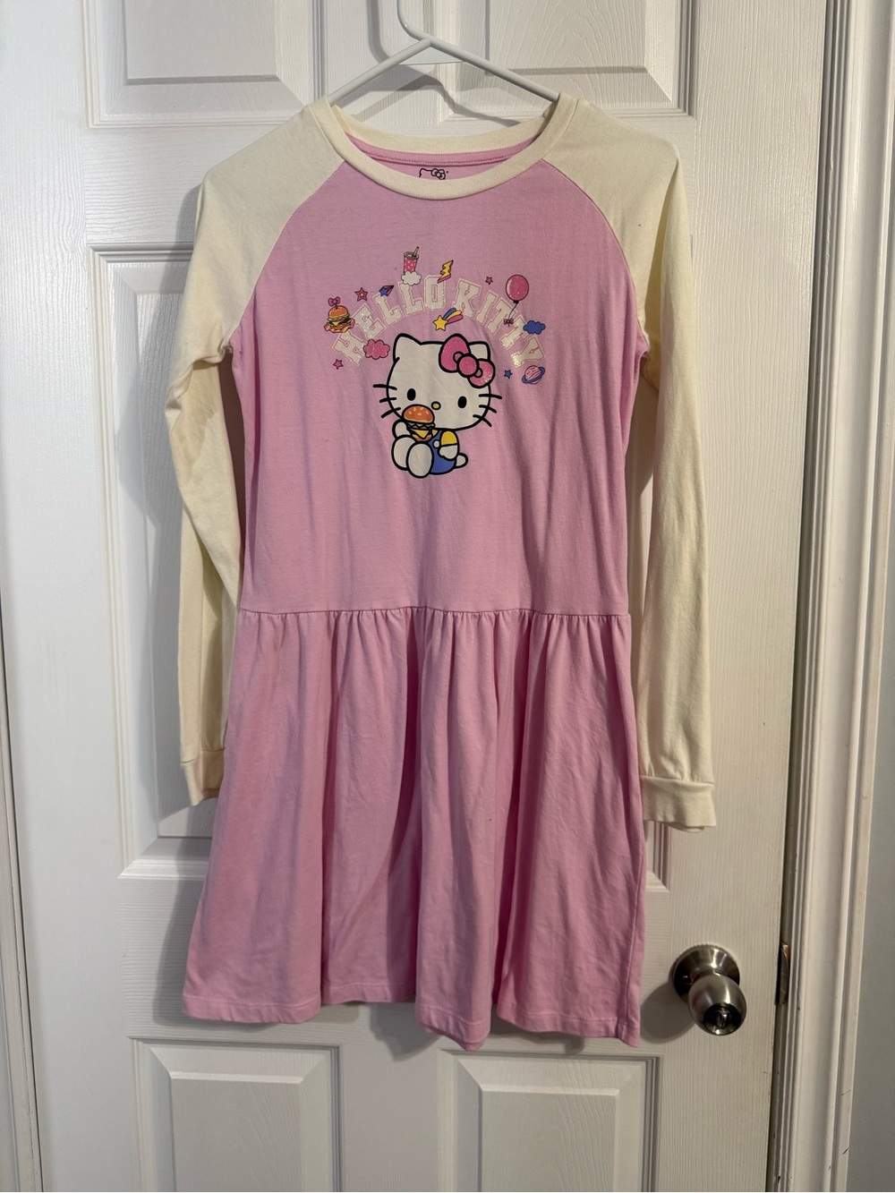 Hello Kitty Pink and Cream Raglan Long-Sleeve Dress